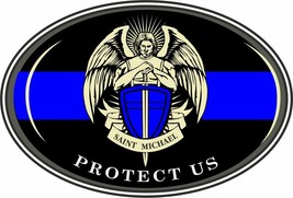 SAINT MICHAEL THIN BLUE LINE POLICE LEO Decal - Variou Sizes &amp; Materials - £3.36 GBP+