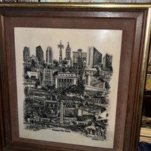 Etched Marbled Kansas City Scene original casting by J.K. Thompson Jr. 1976 - $73.50