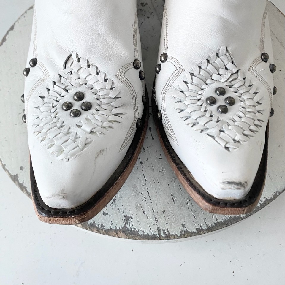 Lane COSSETTE Womens White Cowboy Boots 11 Western Cowgirl Mid Calf Pointed Toe Item image 6
