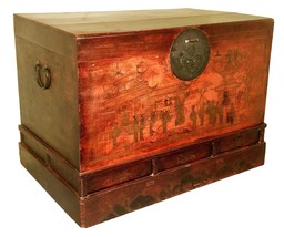 Antique Chinese Red Lacquer Trunk (2647), Circa 1800-1849 - £634.65 GBP