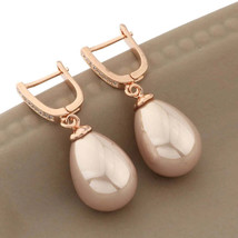 Vintage Rose Gold Drop Earrings with Pearls  Zirconia - $40.95