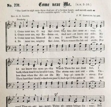 1883 Gospel Hymn Come Near Me Sheet Music Victorian Religious Church ADB... - $14.99