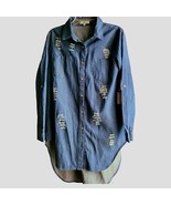 NEW Active USA Distressed Long Sleeve Denim Tunic Shirt Size M - $20.48 CAD