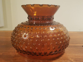 Vintage Dark Amber Hobnail Glass Oil Kerosene Lamp Shade - £11.83 GBP