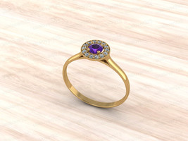 Purple Amethyst And Lab Created CZ Diamond Handmade Sterling Silver Women Ring  - £45.08 GBP
