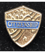 VTG Gold Tone Blue Enamel USA Citizenship Shield Pin Marked PC 5/8&quot; x 3/4&quot; - £6.03 GBP