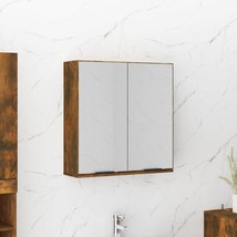 Modern Wooden Wall Mounted Bathroom Toilet Mirror Cabinet With 2 Doors &amp; Shelf - £67.21 GBP+