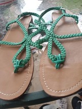 Merona Green Size 8.5 Woman&#39;s Sandals   Braides Straps Sling Back Back - £12.10 GBP