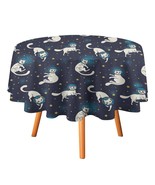 Mondxflaur White Cat Tablecloth Round Kitchen Dining for Table Decor Home - $21.93 CAD+