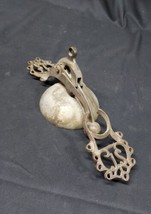 Rare Antique 1800s Cast Brass Rope Or Chain Pull Down Door Knocker Bell ? Ornate - £36.75 GBP