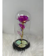 LED Galaxy Enchanted Forever Pink Rose Flower Dome Glass Night Light Bat... - $38.16 CAD