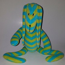 Max & Lulu Blue Green Striped Bunny Rabbit Lovey Plush Baby Toy Crocodile Creek - £19.71 GBP