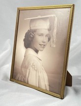 Vintage 1960 High School Graduation Photo Pretty Girl Cap and Gown With Frame - £5.30 GBP