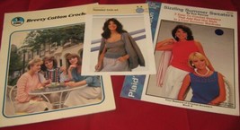 3 Crochet Vintage Booklets 70s-80s Summer Sweaters Cami Shell Twin Set C... - $4.44