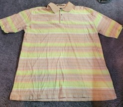 Nike Golf Tiger Woods Polo Shirt Green Brown Stripe Mens Large - £20.73 GBP