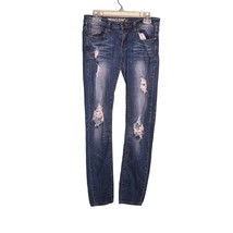 MACHINE Medium Wash Distressed Skinny Jeans Low Rise 33&quot; Inseam Size 8 - £13.17 GBP