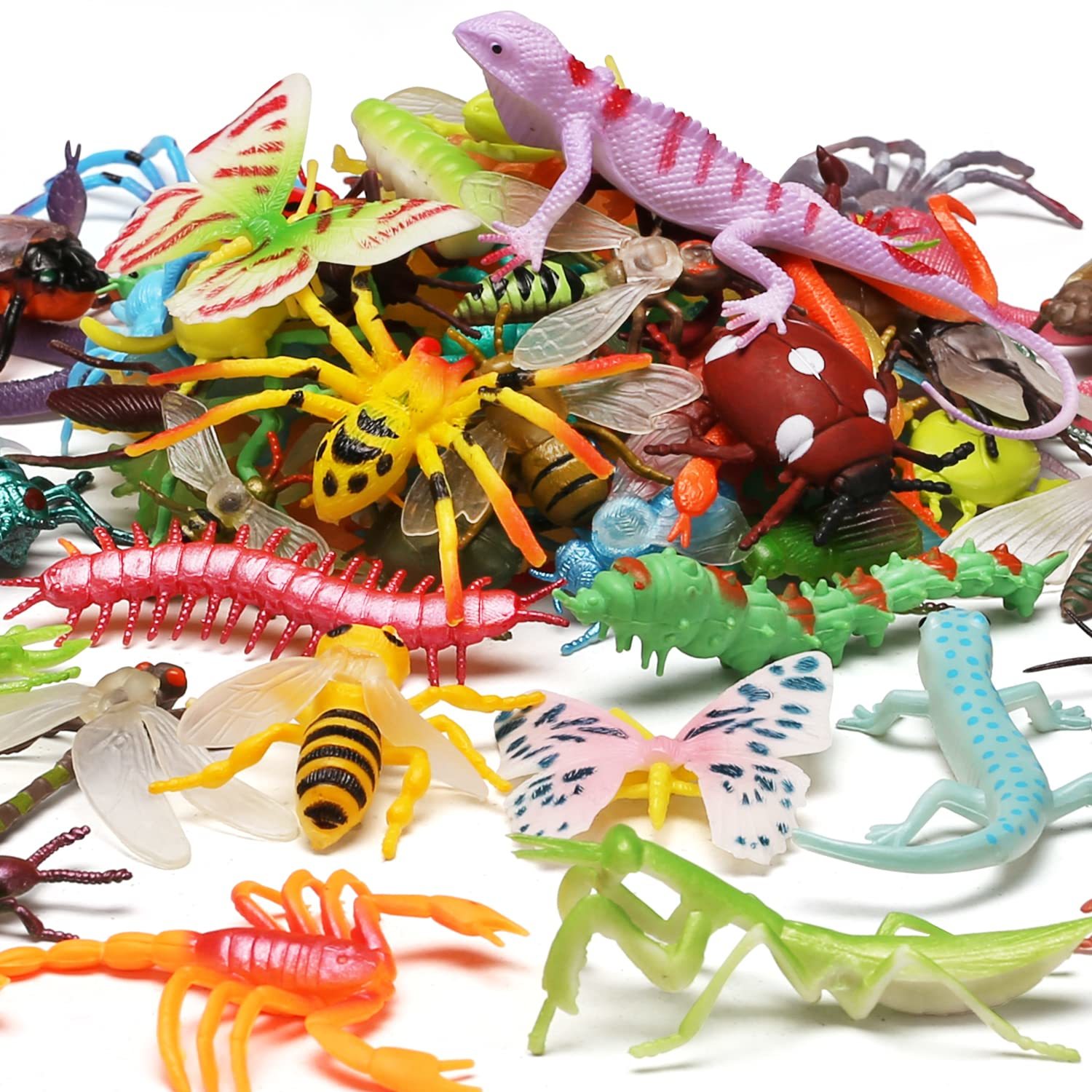 76 Pack Mini Plastic Bug Set, Realistic Insects Toy For Child, Fake Bugs Figure  - $27.99