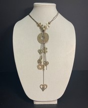 Vintage Long Gold Tone Necklace with Charms and Pendants - $213.82 MXN