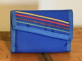 Vintage 1970s Rainbow Wallet Roger Gimbel Blue Nylon Excellent, Unused C... - $18.57