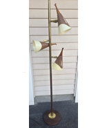 Vintage MCM Atomic Era 3 Way Lighting Floor Lamp w/ Bullet Shades 60" Te... - $494.99
