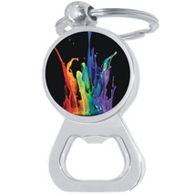 Rainbow Paint Splash Bottle Opener Keychain - Metal Beer Bar Tool Key Ring - £8.65 GBP