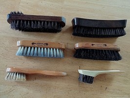 Lot Of 6 Vtg Used Shoe BRUSHES-4 Wooden HANDLES/2 Plastic HANDLES-VARIOUS Sizes - £6.86 GBP