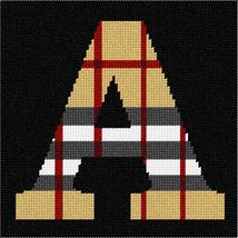 Pepita needlepoint canvas: Letter A Camel Tartan, 7&quot; x 7&quot; - £37.37 GBP+