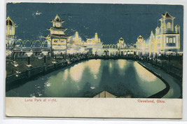 Luna Amusement Park At Night Cleveland Ohio 1908 postcard - $6.44