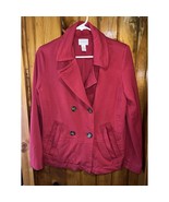 Chicos Red Double-Breasted Jacket Blazer Casual Chic Size 0 - $627.03 MXN