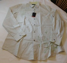 Murano Modern Comfort Men&#39;s Long Sleeve Button Up Shirt Size L large Off White - £20.44 GBP
