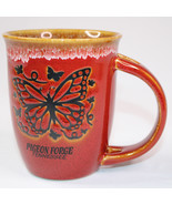 Butterfly Logo Pigeon Forge Tennesse Glazed Coffee Mug Red And Brown Tea... - £9.22 GBP