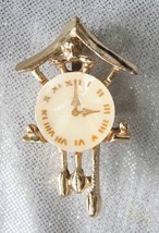 Charming Gold-tone Faux Shell Cuckoo Clock Brooch 1960s vintage - £10.35 GBP