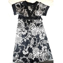 Bisou Bisou Dress Women Size 18 Black White Paisley Stretchy Work Career... - $8.60