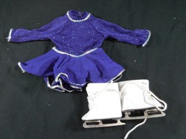 American Girl Doll Pleasant Company Purple Ice Skating Outfit White Skates - £17.41 GBP