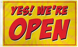 YES! WE&#39;RE OPEN Advertising Flag Banner Sign 3x5 ft Business Store Red Y... - €4,20 EUR