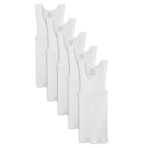 Fruit of the Loom Boys Undershirts, 5 Pack White Cotton Tank Tops, Size M - £12.78 GBP