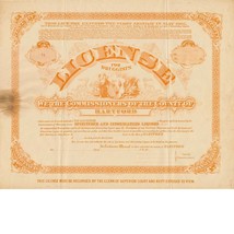 1916 Hartford Ct, Large License For Druggists, Spirituous & Intoxicating Liquors - $48.99