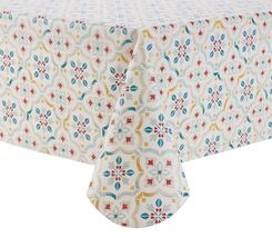 Tile Print PEVA Tablecloth 60&quot; x 84&quot; Rectangle Polyester Backing New Hom... - $401.00 MXN