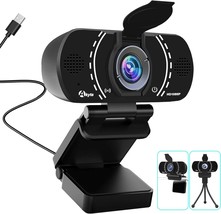 Webcam Plug and Play USB Webcam 1080p with Microphone Privacy Cover Tripod Strea - £31.45 GBP