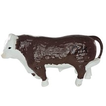 Handcrafted Oklahoma Pollettes Ceramic Cow Figurine Brown &amp; White *Repai... - $29.99