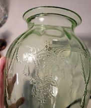 Anchor Hocking Green Uranium 8" Vase Cameo Ballerina Pattern image 5