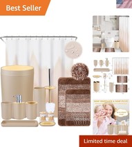 Elegant Beige Ombre Waterproof Shower Curtain &amp; Rug Bathroom Set - All-I... - $89.99