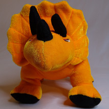 B J Toy Co Orange Plush Triceratops DINOSAUR Stuffed Animal Toy Soft B J Dino  - £7.66 GBP