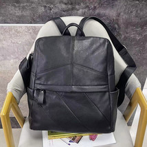 Leather Backpack Women&#39;s Black Cowhide Women&#39;s Backpack All-Matching Soft Leathe - £64.54 GBP