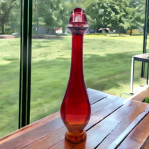 Red Amberina Flash Glass Decanter Bottle 19&quot; Glass Cork Stopper - $49.95