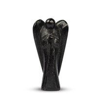 Black Tourmaline Angel Figurines Set, Guardian Angel Statue Carved for Love, Pea - £11.33 GBP