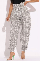 Women&#39;s Snake Skin Printed Paper Bag Style Cargo Pants - $60.23 CAD