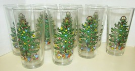 8 Badcock Christmas Holiday Tumbler Tree Drinking Glasses Coolers Vintag... - £27.84 GBP