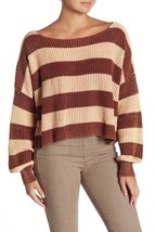 Free People Womens Sweater Just My Stripe Cosy Fit Brown Size Xs OB826455 - £43.47 GBP