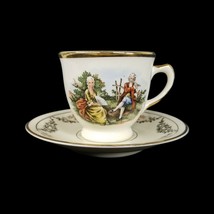 Vintage Teacup Set Edelstein Bavaria China Victorian Courting Scene Cup &amp; Saucer - £11.94 GBP